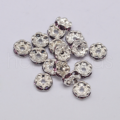 Rondelle Wave Brass Rhinestone Spacer Beads RB-D307-09-1