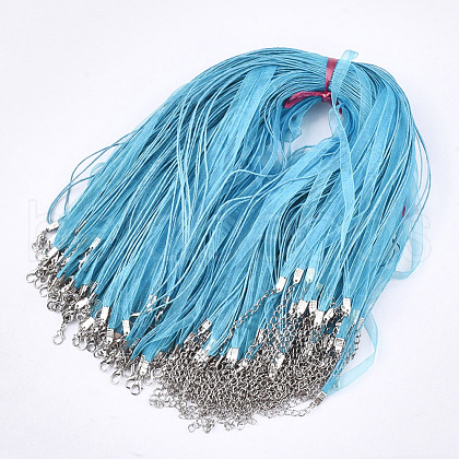 Waxed Cord and Organza Ribbon Necklace Making NCOR-T002-274-1