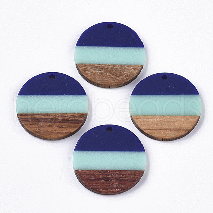 Tri-color Resin & Walnut Wood Pendants RESI-S358-78K-1