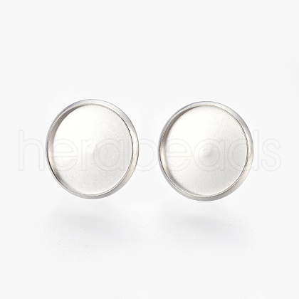 Tarnish Resistant Eco-Friendly 316 Surgical Stainless Steel Stud Earring Settings STAS-F181-01P-14mm-1