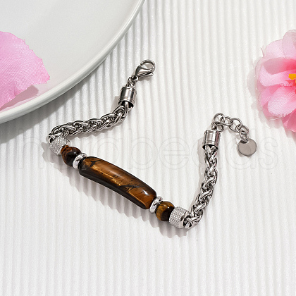 Natural Tiger Eye Round Beaded Bracelets PO7911-1