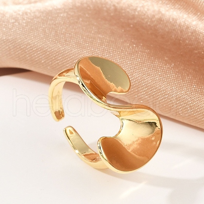 S-Shaped Brass Open Cuff Rings for Women RJEW-G343-19G-1