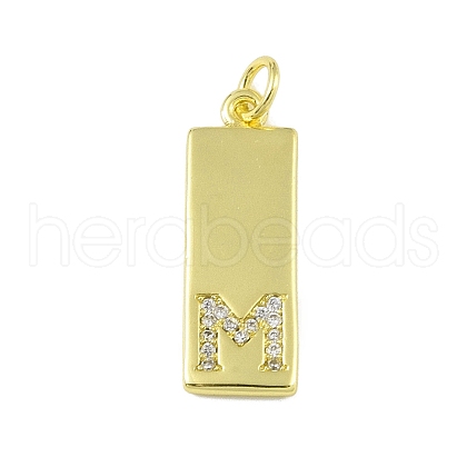 Brass Micro Pave Clear Cubic Zirconia Pendants KK-P266-06G-M-1