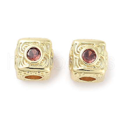 Brass Micro Pave Cubic Zirconia Beads KK-C051-28G-04-1