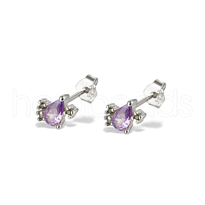 Elegant S925 Sterling Silver Stud Earrings with Rhinestone KH6473-6-1