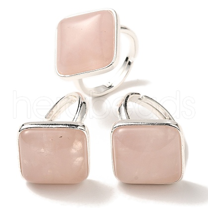 Natural Rose Quartz Adjustable Rings RJEW-H240-01S-12-1