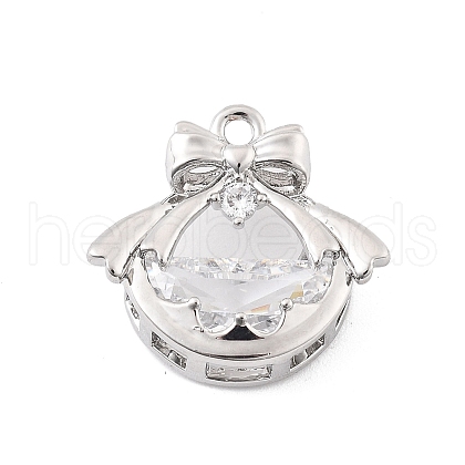 Brass Micro Pave Clear Cubic Zirconia Pendants KK-K371-30P-1