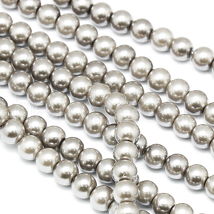 Eco-Friendly Dyed Glass Pearl Round Beads Strands HY-A002-6mm-RB010-1