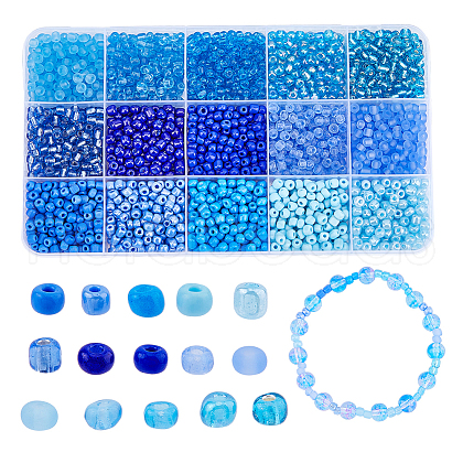DICOSMETIC 3315Pcs 15 Colors Glass Round Seed Beads SEED-DC0001-05-1