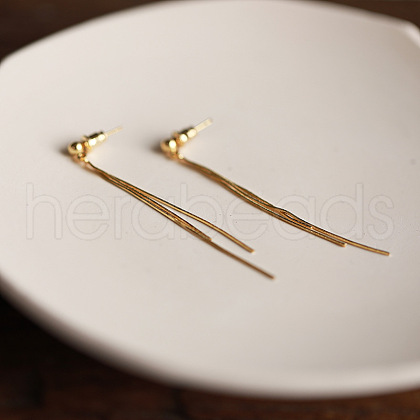 Brass Line Tassel Stud Earrings FS-WGBE0DD-02-1