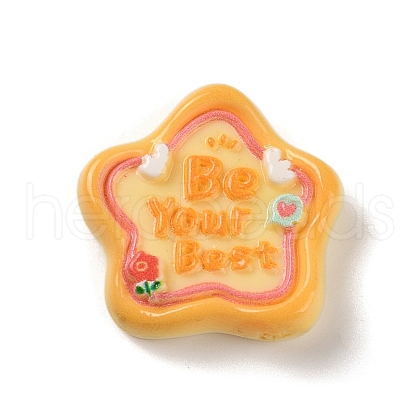 Star Cartoon Word Be Your Best Opaque Resin Decoden Cabochons RESI-R447-02C-1