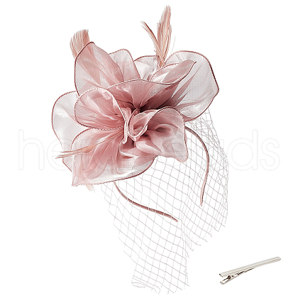 Feather Flower Mesh Veil Headband MRMJ-WH0077-121-1
