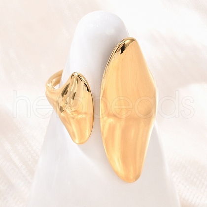 Horse Eye 304 Stainless Steel Open Cuff Rings RJEW-R018-01G-04-1