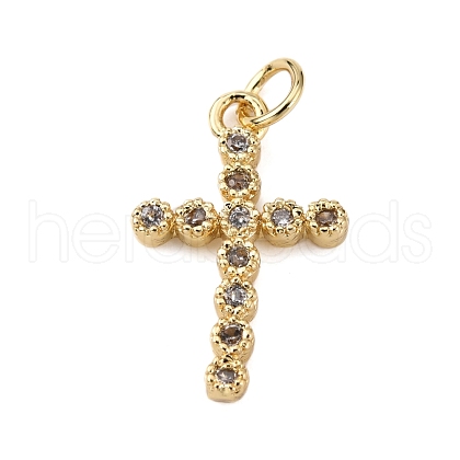 Brass Micro Pave Clear Cubic Zirconia Pendants KK-WH0035-71-1