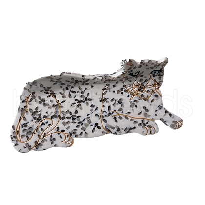 Leopard Cellulose Acetate(Resin) Claw Hair Clips PW-WGAED44-02-1