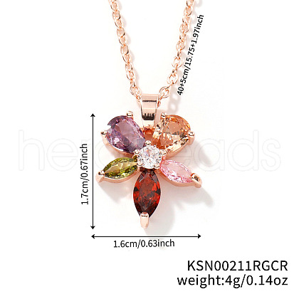 Brass Colorful Rhinestone Pendant Necklaces for Women IM3038-1-1