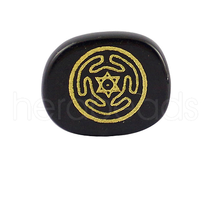 Natural Dyed & Heated Black Agate Carved Healing Stones WG13932-03-1