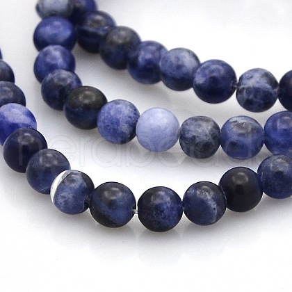Natural Sodalite Round Beads Strands G-N0120-19-4mm-1