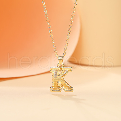 Alloy Textured Initial Pendant Necklaces FS-WG9837C-11-1
