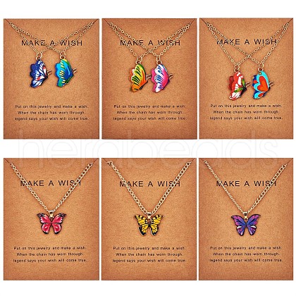 6Pcs Butterfly Pendant Necklaces for Women JN1066A-1
