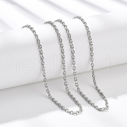 3MM 304 Stainless Steel Cable Chain Necklaces NJEW-T016-09P-1