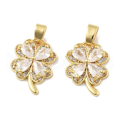 Clover Brass Micro Pave Cubic Zirconia Pendants KK-M325-13B-G-1