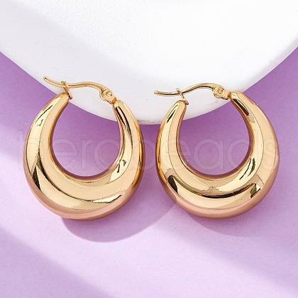 PVD Vacuum Plating 304 Stainless Steel Chunky Hoop Earrings for Women EJEW-F280-06E-G-1