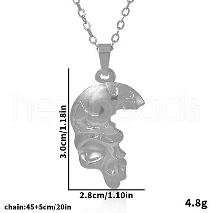 Stainless Steel Half Skull Pendant Necklaces for Women FV7177-1-1