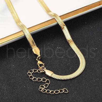 PVD Vacuum Plating 201 Stainless Steel Herringbone Chain Necklaces X-NJEW-M187-06G-1