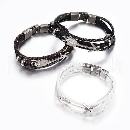 Leather Cord Multi-strand Bracelets BJEW-P169-I-1