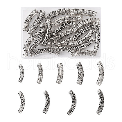 Kissitty 18pcs 9 style Tibetan Style Alloy Tube Beads FIND-KS0001-27-1