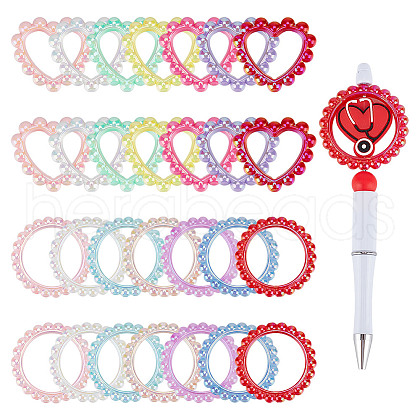 AHADERMAKER 28Pcs 14 Styles Acrylic Bead Frame SACR-GA0001-08-1