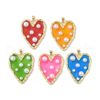 Rack Plating Brass & Epoxy Resin Pendants KK-Z047-06G-01-RS-1