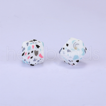 Colorful Pattern Printed Silicone Focal Beads SI-JX0022A-05-1
