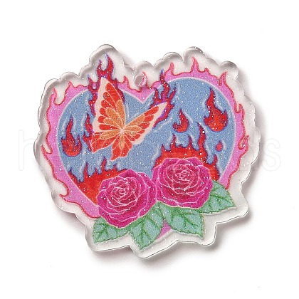 Valentine's Day Transparent Printed Acrylic Pendants X-OACR-Q187-01D-1