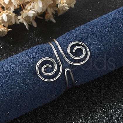 304 Stainless Steel Round Wrap Open Cuff Rings for Women Men RJEW-Z071-02A-P-1