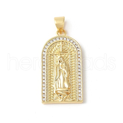 Brass Micro Pave Clear Cubic Zirconia Pendants ZIRC-I071-02G-01-1