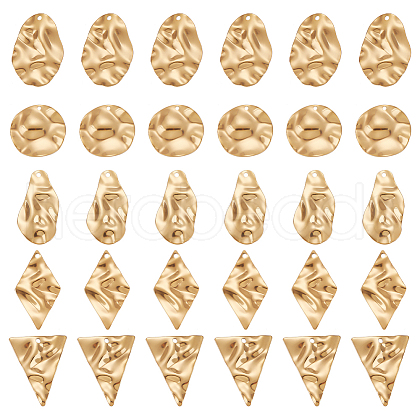 ARRICRAFT 40Pcs 5 Style Textured 201 Stainless Steel Pendants STAS-AR0001-59-1