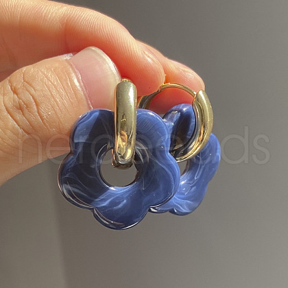 Flower Stainless Steel Acrylic Hoop Earrings FS-WGEB331-27-1