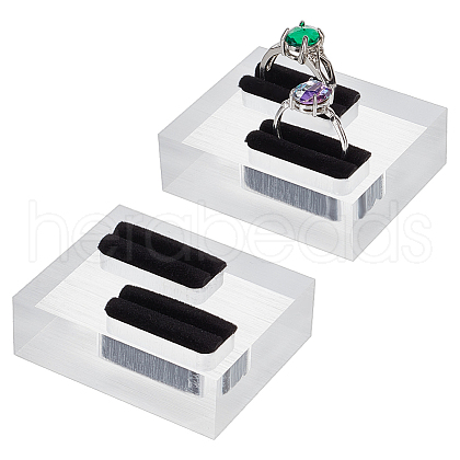 Rectangle Acrylic Finger Ring Display Holders RDIS-WH0011-32-1