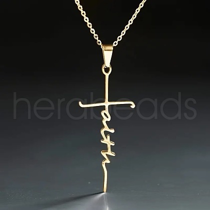 Faith Cross Alloy Pendant Necklaces for Women Men WG8C2EA-01-1
