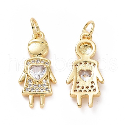 Brass Micro Pave Cubic Zirconia Pendants ZIRC-F134-03G-1