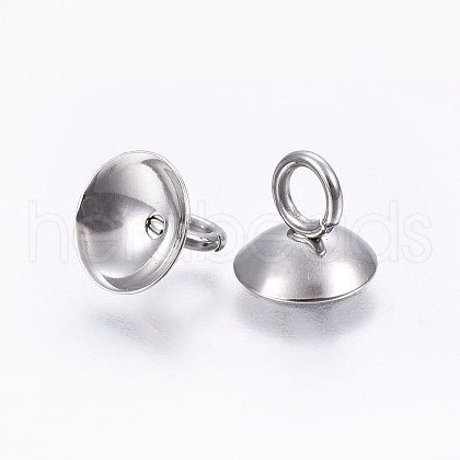 201 Stainless Steel Bead Cap Pendant Bails STAS-I095-32P-A-1