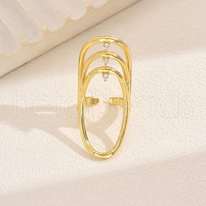 Geometric Brass Pave Cubic Zirconia Statement Cuff Rings for Women IX6941-1
