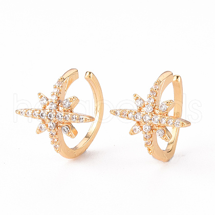Brass Micro Pave Clear Cubic Zirconia Cuff Earring EJEW-Q703-005-NF-1