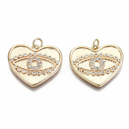 Brass Micro Pave Clear Cubic Zirconia Pendants KK-S356-230G-NF-1