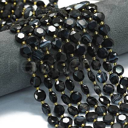 Natural Black Agate Beads Strands G-C116-A130-01-1