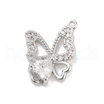 Brass Pave Clear Cubic Zirconia Hollow Connector Charms KK-Z061-03P-1