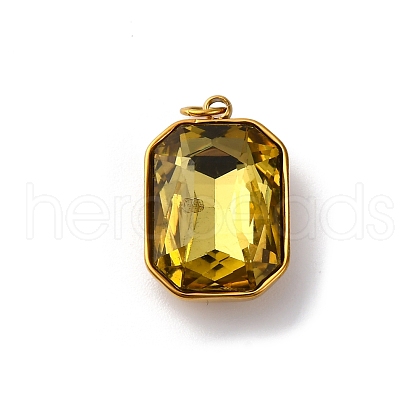 316 Stainless Steel Faceted Glass Pendants STAS-K258-48G-05-1