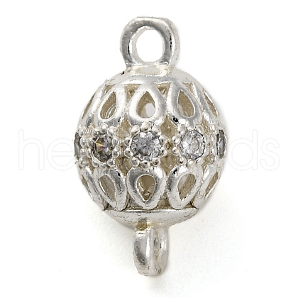 Brass Micro Pave Clear Cubic Zirconia Connector Charms KK-A230-06A-S-1